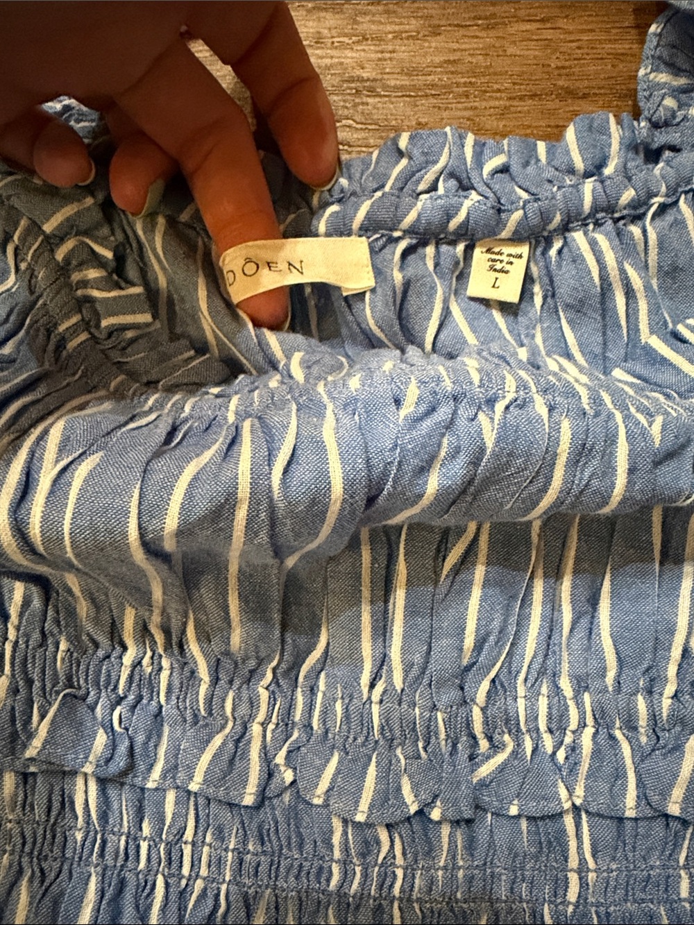 Doen Marianne Shirred Striped Cotton Poplin Midi Dress - Picture 5 of 8